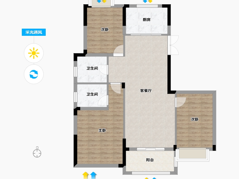 浙江省-温州市-凤山雅苑-96.17-户型库-采光通风