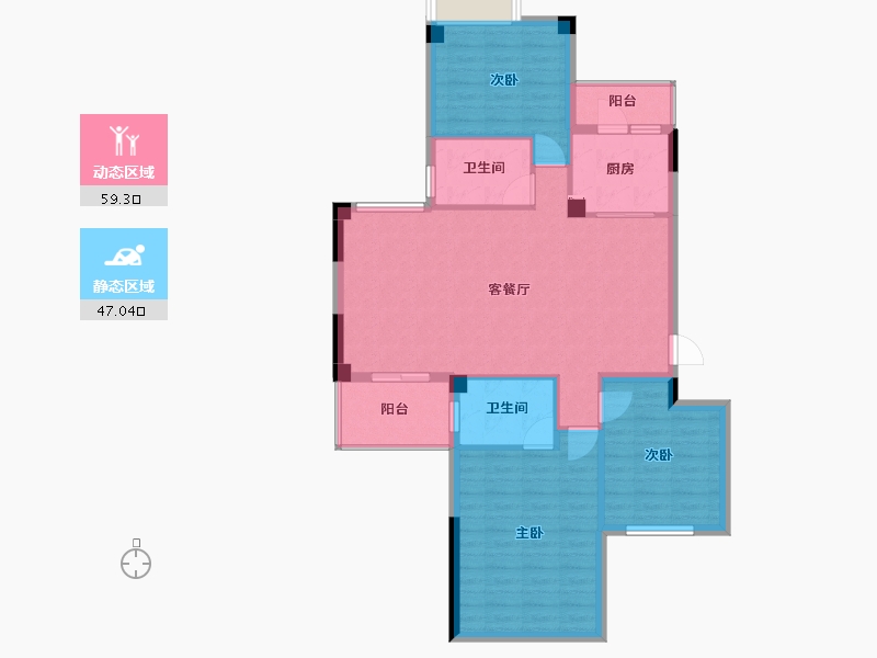 湖北省-武汉市-金地格林小城-96.40-户型库-动静分区