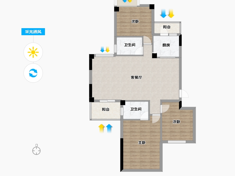 湖北省-武汉市-金地格林小城-96.40-户型库-采光通风