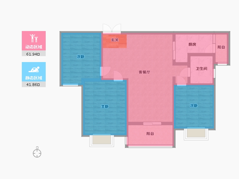 陕西省-西安市-西安翠园锦绣-92.42-户型库-动静分区