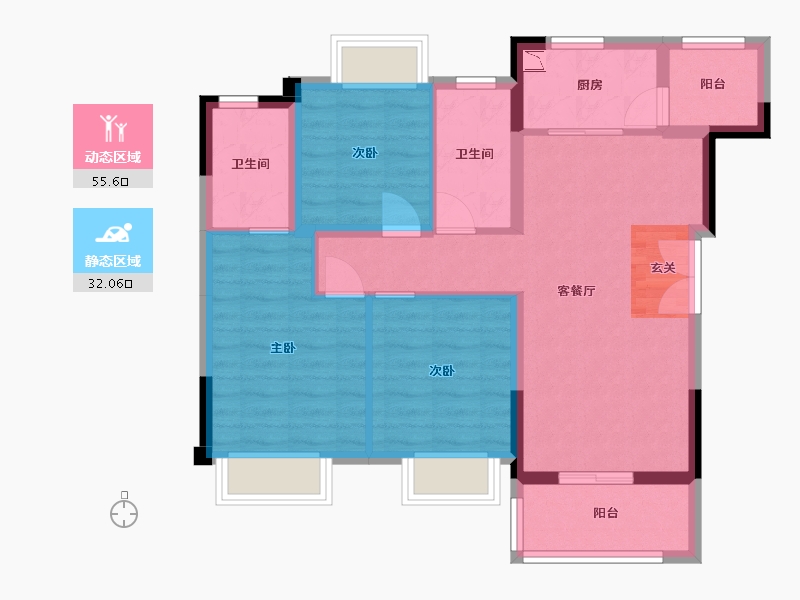 重庆-重庆市-两江科技城|映湖十里-77.81-户型库-动静分区