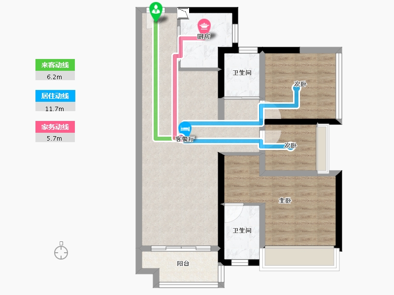 广东省-佛山市-美的翰湖苑-73.04-户型库-动静线