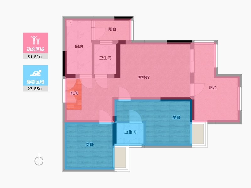 重庆-重庆市-富州平顶山-66.20-户型库-动静分区