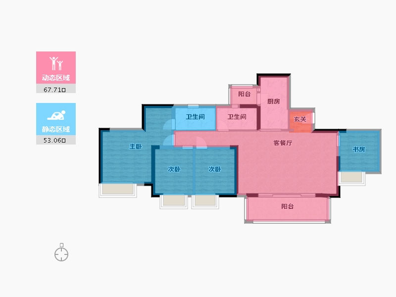 重庆-重庆市-青秀阅山-107.97-户型库-动静分区