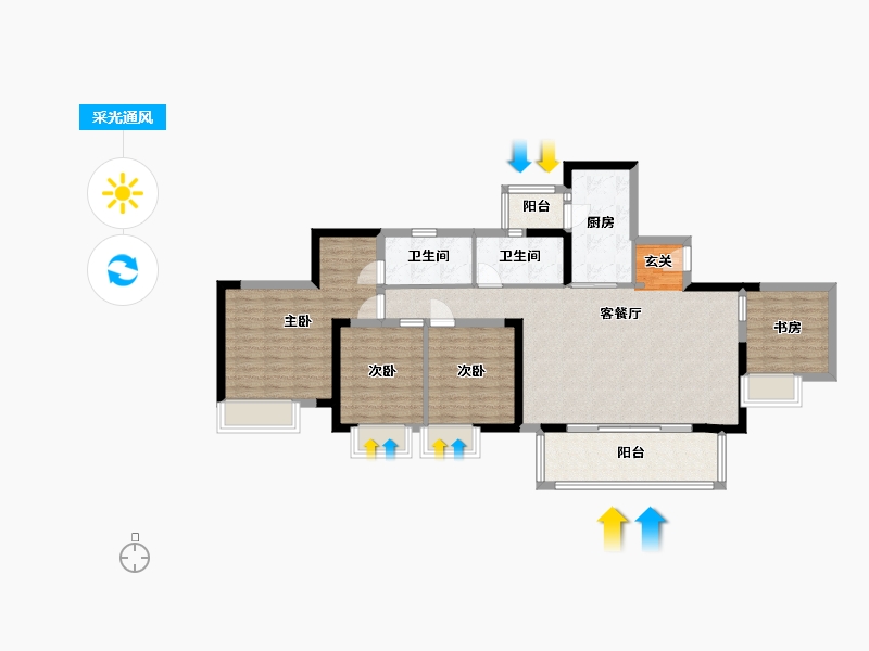 重庆-重庆市-青秀阅山-107.97-户型库-采光通风