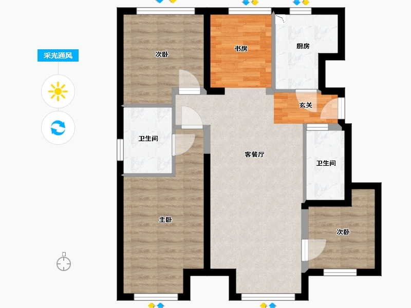 北京-北京市-大兴金茂悦-77.33-户型库-采光通风