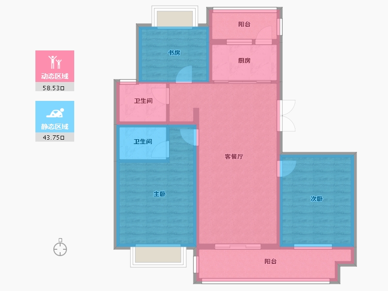 江苏省-泰州市-泰兴恒富新城樾府-91.00-户型库-动静分区