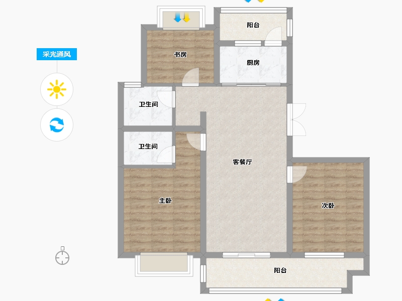 江苏省-泰州市-泰兴恒富新城樾府-91.00-户型库-采光通风