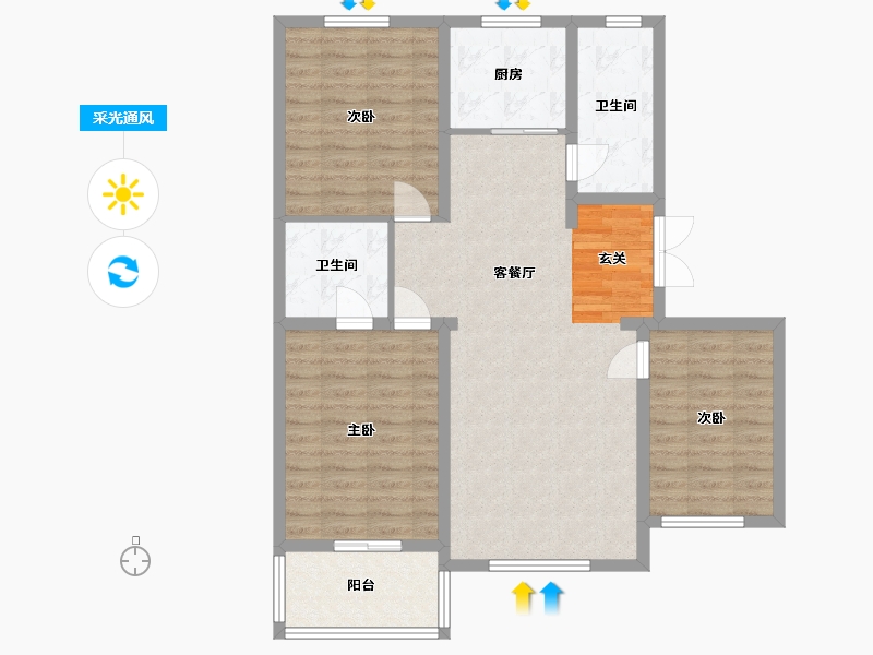 北京-北京市-荣庭・国泰华庭-97.22-户型库-采光通风