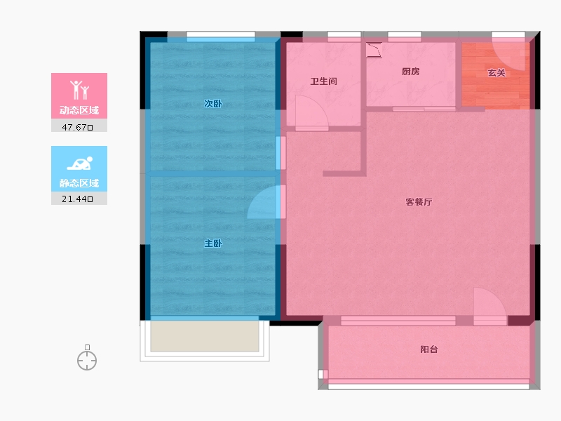 北京-北京市-佳兆业东戴河・栖樾台-61.63-户型库-动静分区