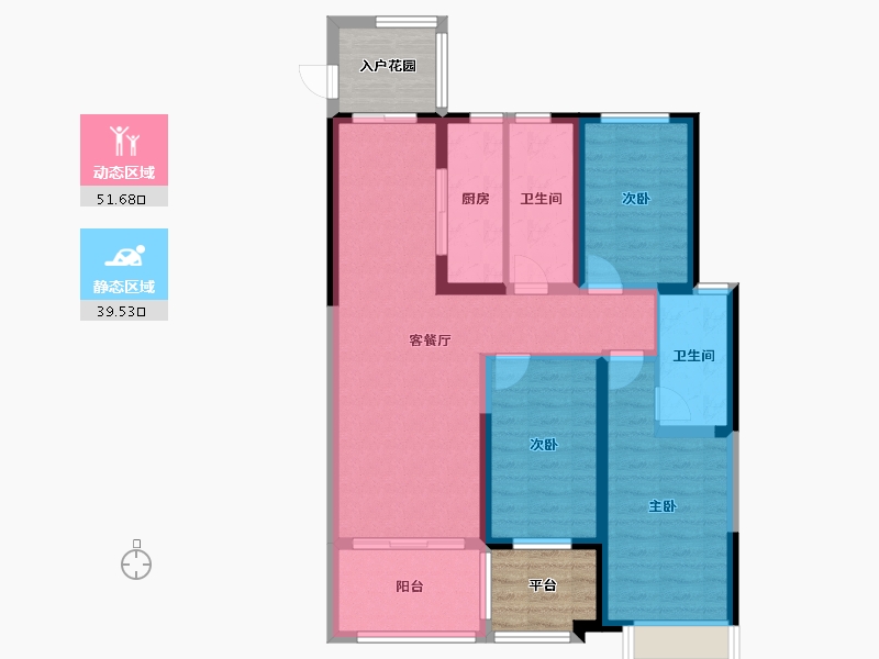 陕西省-宝鸡市-华旗樾天下-89.00-户型库-动静分区