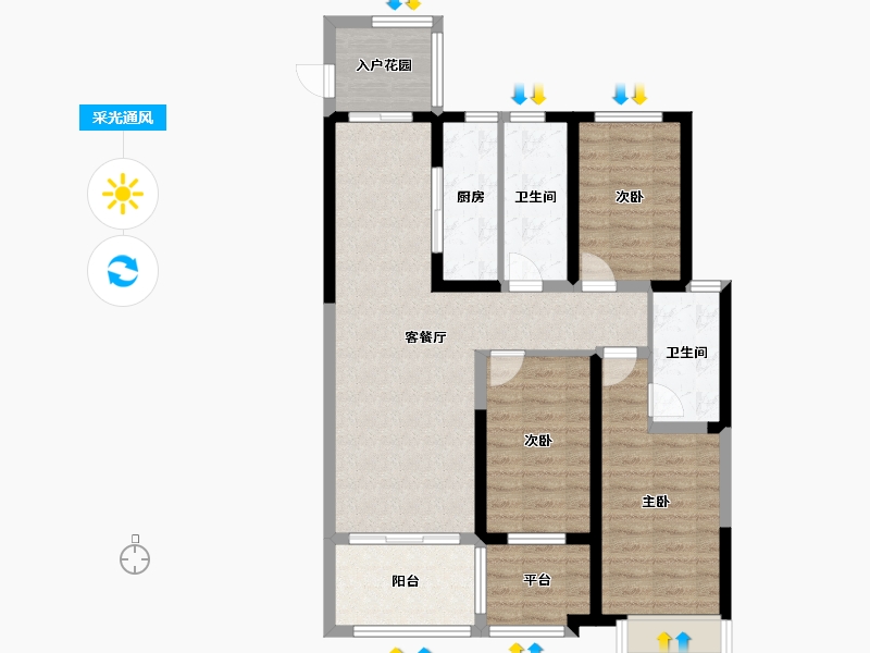 陕西省-宝鸡市-华旗樾天下-89.00-户型库-采光通风