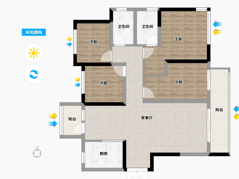 河南省-郑州市-永威城-102.99-户型库-采光通风