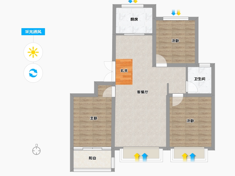 河北省-沧州市-玉玺台-76.09-户型库-采光通风