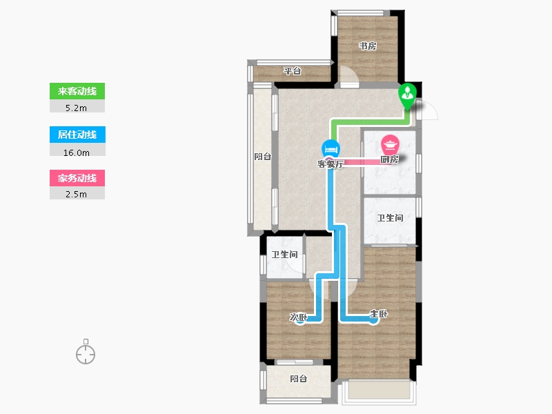 浙江省-宁波市-万科东潮之滨-83.59-户型库-动静线