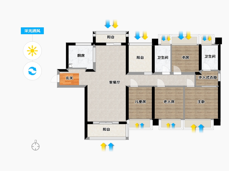 广东省-佛山市-中洲府-108.69-户型库-采光通风