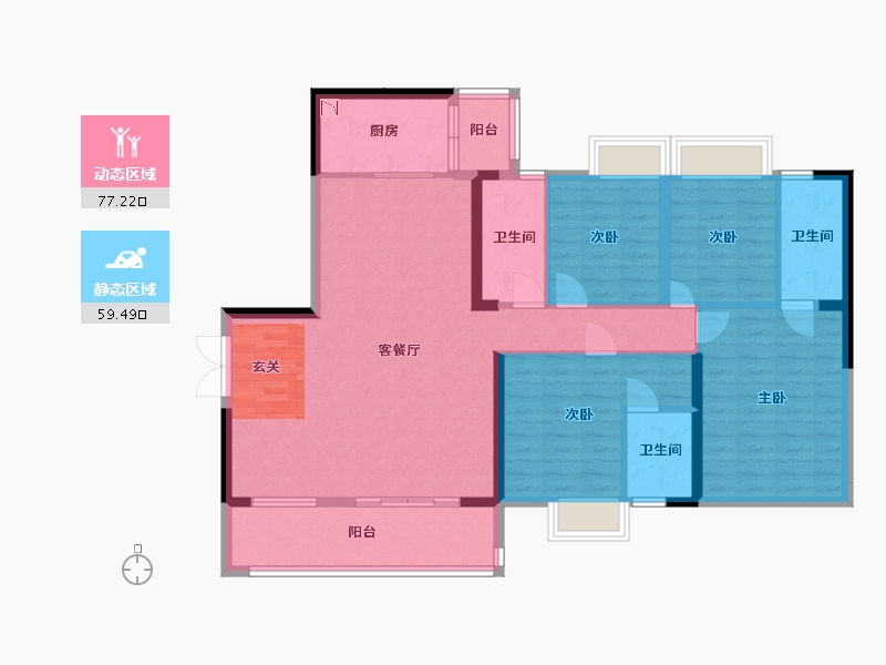 广东省-佛山市-润汉幸福汇广场-123.08-户型库-动静分区