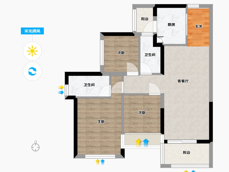 广东省-佛山市-龙光天曜-71.01-户型库-采光通风