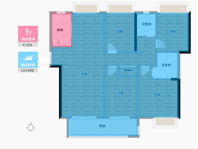 湖南省-长沙市-湘江富力城二期-112.76-户型库-动静分区