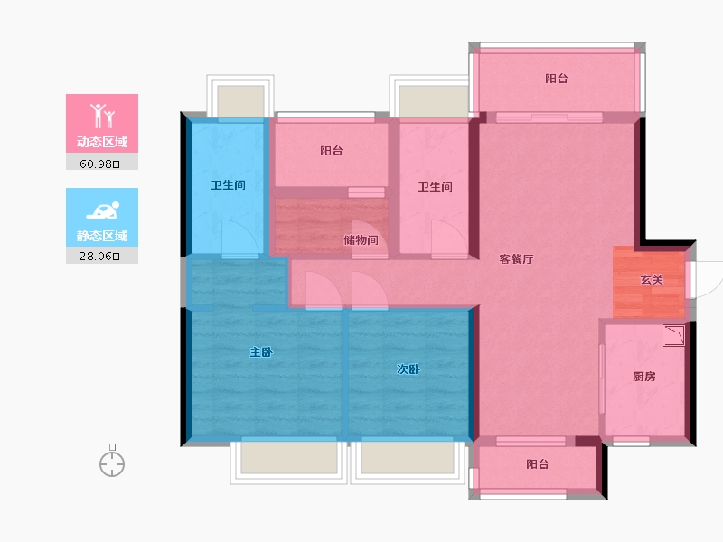 广东省-佛山市-禹洲・朗廷湾-78.40-户型库-动静分区