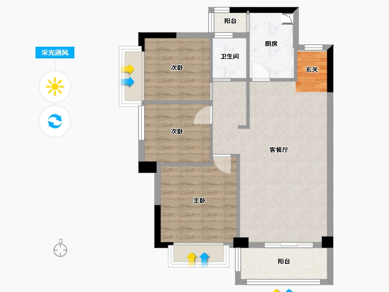 河南省-平顶山市-华讯大宅-73.65-户型库-采光通风