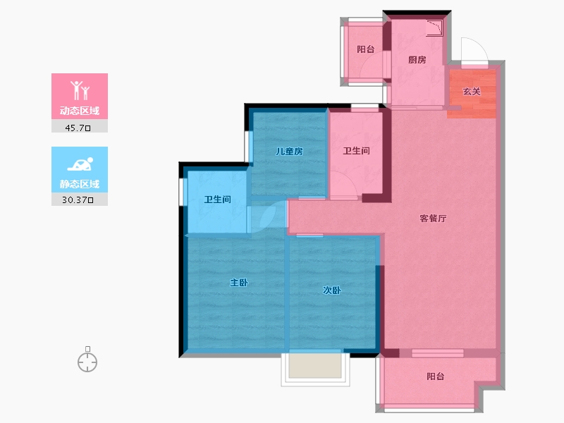 广东省-东莞市-招商雍华府-67.04-户型库-动静分区