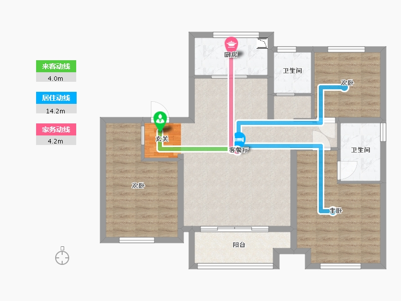 陕西省-西安市-绿地新里・格林公馆-84.79-户型库-动静线