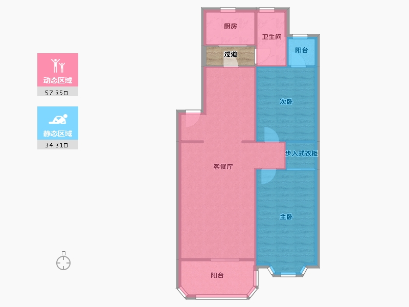 河南省-新乡市-今日花园-86.46-户型库-动静分区