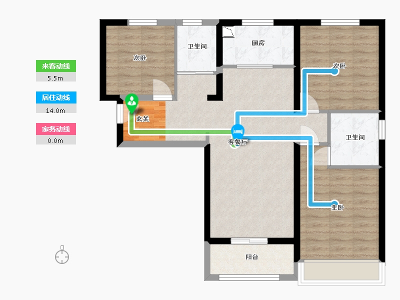 青海省-西宁市-碧桂园凤凰城-83.34-户型库-动静线