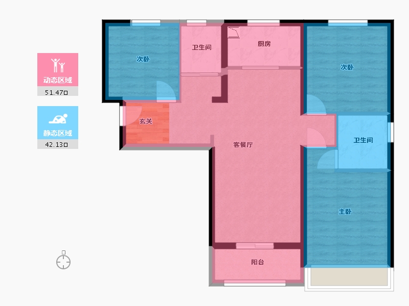 青海省-西宁市-碧桂园凤凰城-83.34-户型库-动静分区