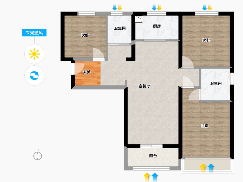 青海省-西宁市-碧桂园凤凰城-83.34-户型库-采光通风