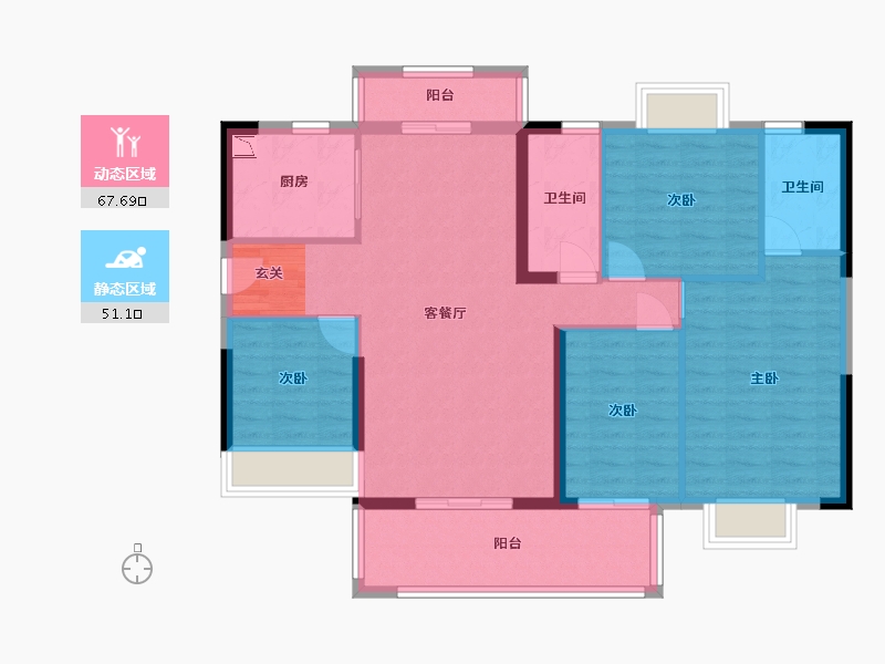 广东省-惠州市-华洪・明珠花园-107.09-户型库-动静分区