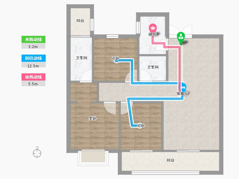 陕西省-西安市-沣水云岭-80.40-户型库-动静线