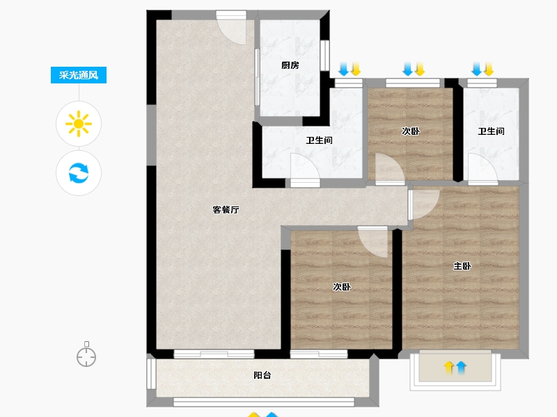 湖北省-武汉市-中粮 光谷祥云-75.88-户型库-采光通风