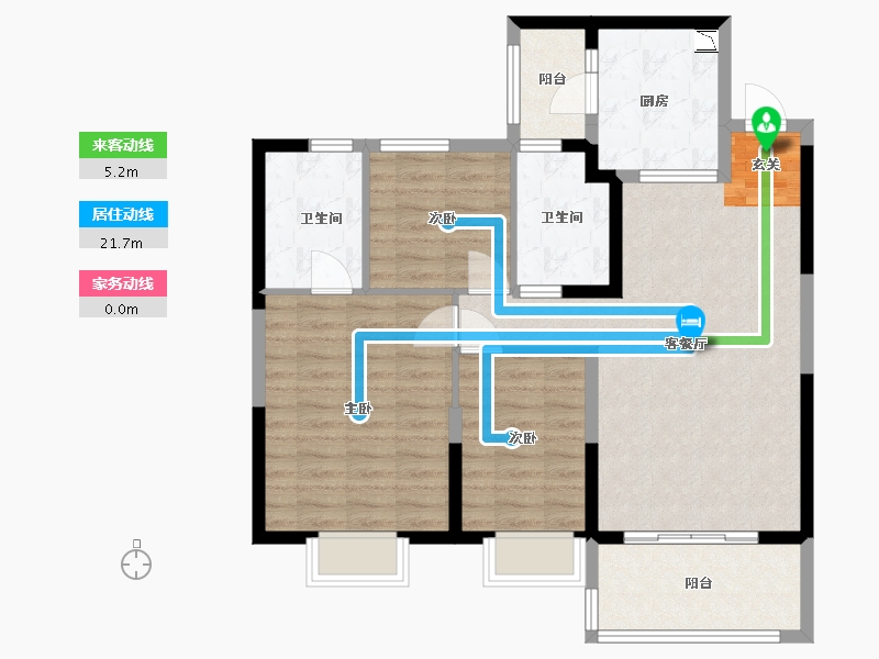 江苏省-扬州市-恒大观澜府-91.20-户型库-动静线