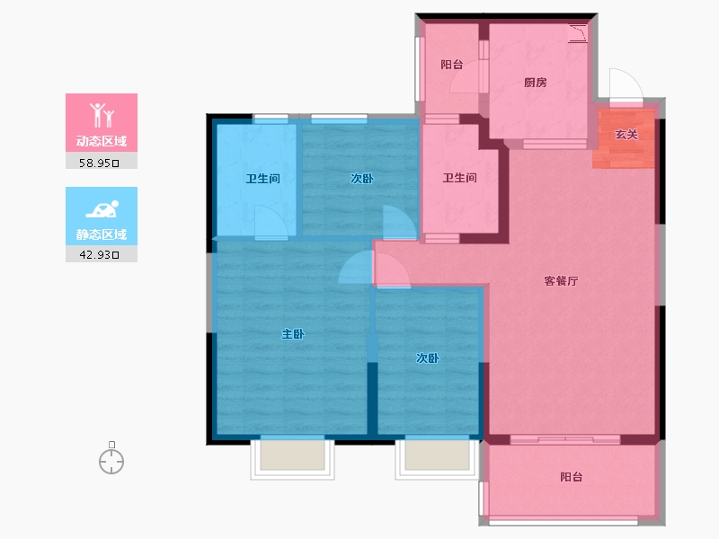 江苏省-扬州市-恒大观澜府-91.20-户型库-动静分区