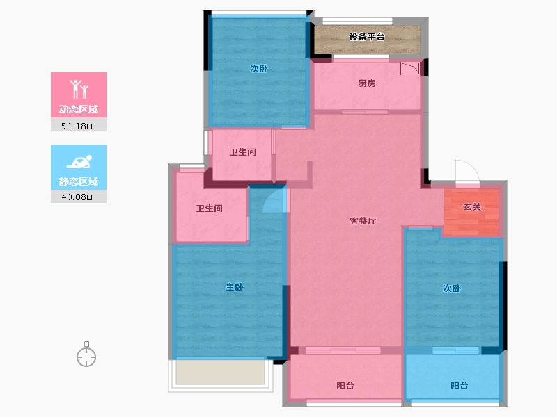 江苏省-扬州市-华建天运府-84.00-户型库-动静分区