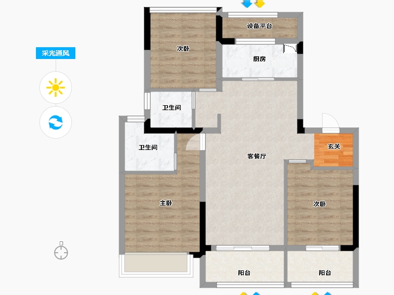 江苏省-扬州市-华建天运府-84.00-户型库-采光通风