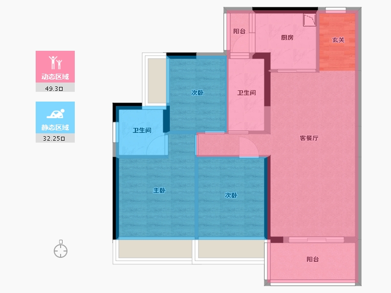 广东省-惠州市-碧桂园中洲・云麓花园-72.30-户型库-动静分区