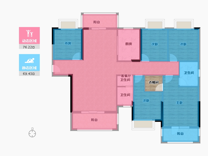 湖北省-恩施土家族苗族自治州-建始・众信・悦融湾-134.06-户型库-动静分区