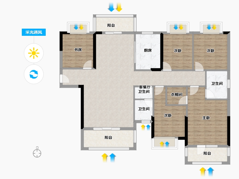 湖北省-恩施土家族苗族自治州-建始・众信・悦融湾-134.06-户型库-采光通风