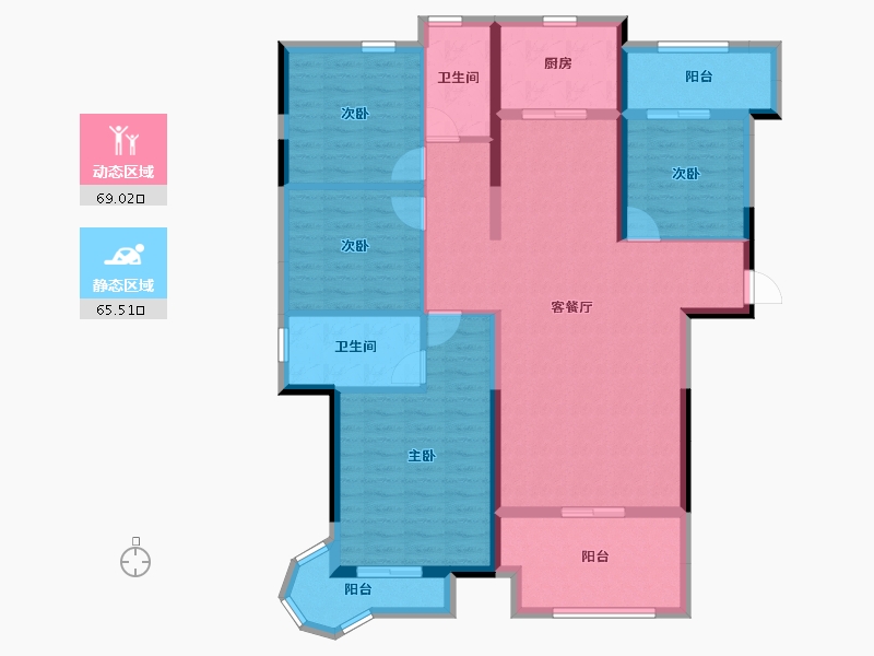 湖北省-宜昌市-宜化新天地-120.70-户型库-动静分区