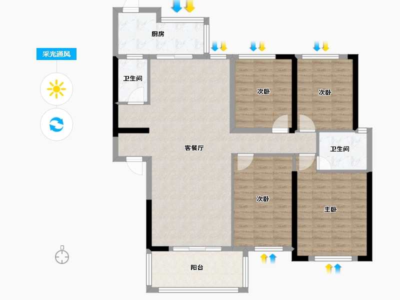 广西壮族自治区-钦州市-长融・人和春天-115.88-户型库-采光通风