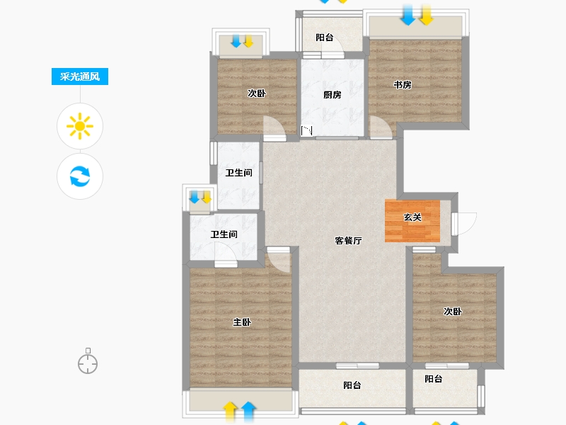 江苏省-扬州市-中信泰富锦辰-109.60-户型库-采光通风