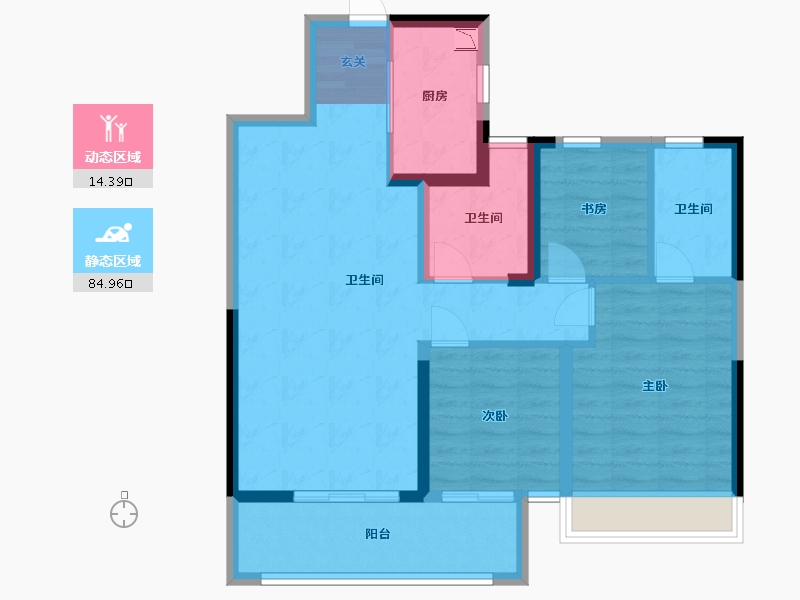 江苏省-扬州市-美的禹洲国宾府-86.50-户型库-动静分区