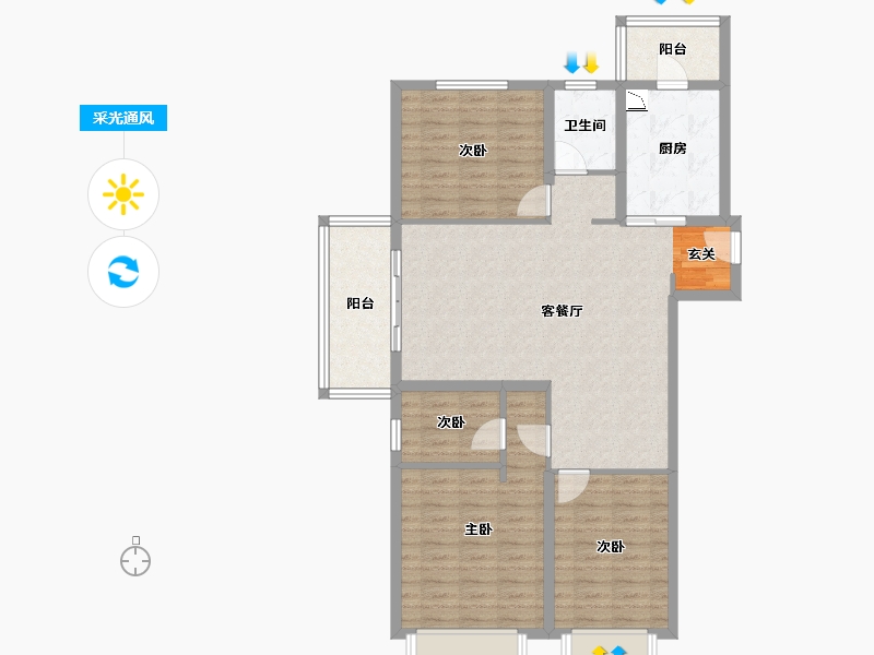 湖北省-武汉市-万科金域国际-101.88-户型库-采光通风