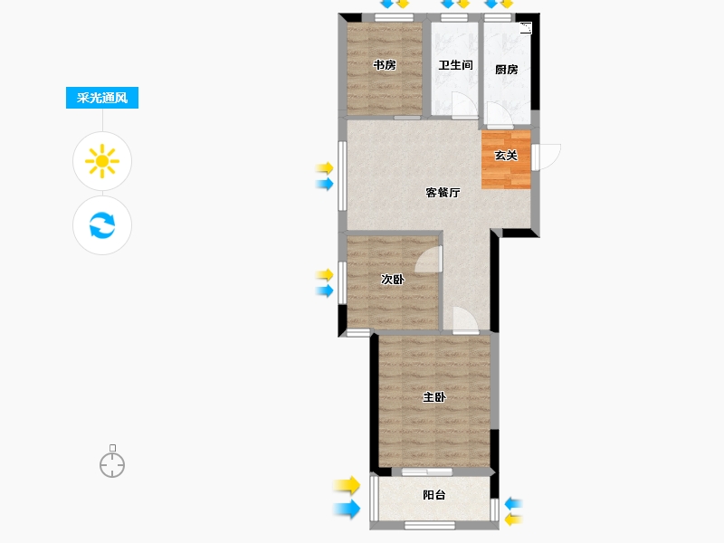 浙江省-嘉兴市-旭弘春熙苑-58.88-户型库-采光通风