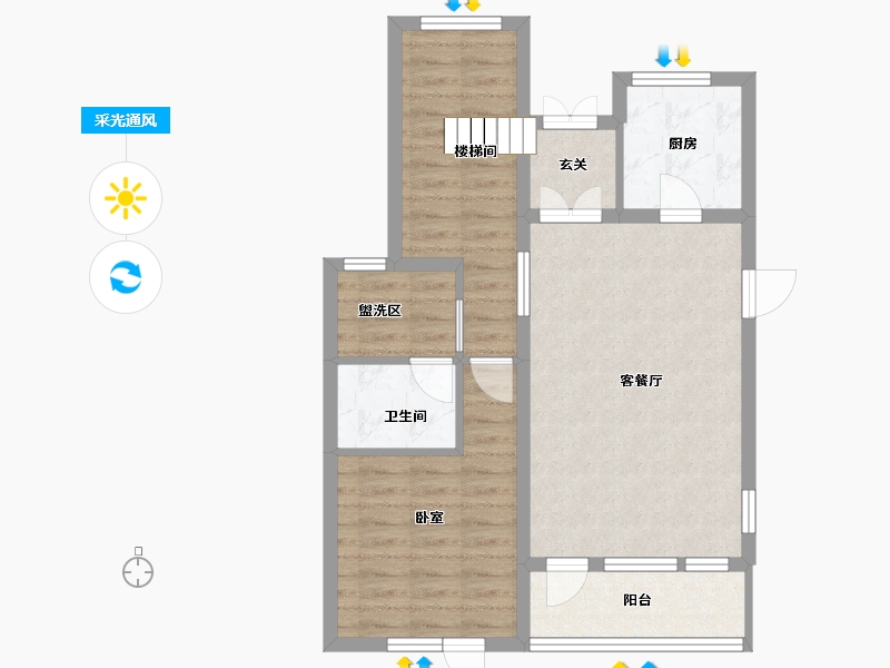 黑龙江省-哈尔滨市-融创御湖宸院-70.75-户型库-采光通风