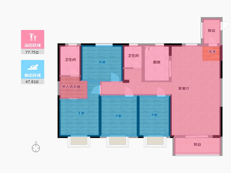 河南省-洛阳市-华耀城佳兆业水岸新都-111.01-户型库-动静分区