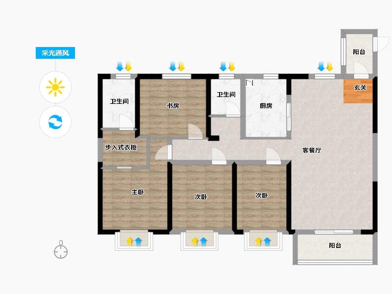 河南省-洛阳市-华耀城佳兆业水岸新都-111.01-户型库-采光通风